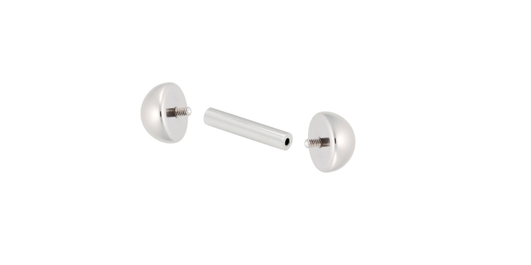 barbell piercing mit innengewinde und halbkugeln edelstahl